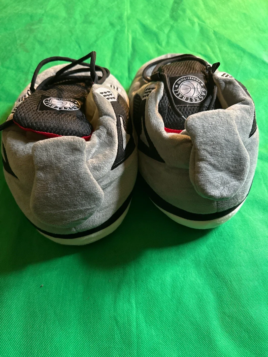 Grey Basketball Themed Plush Slippers - photo 4
