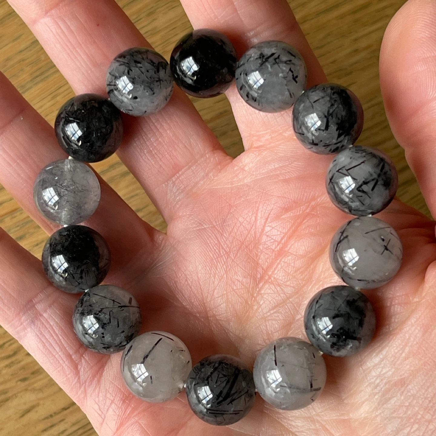Tourmalinated quartz bracelet (14mm bead) - photo 4