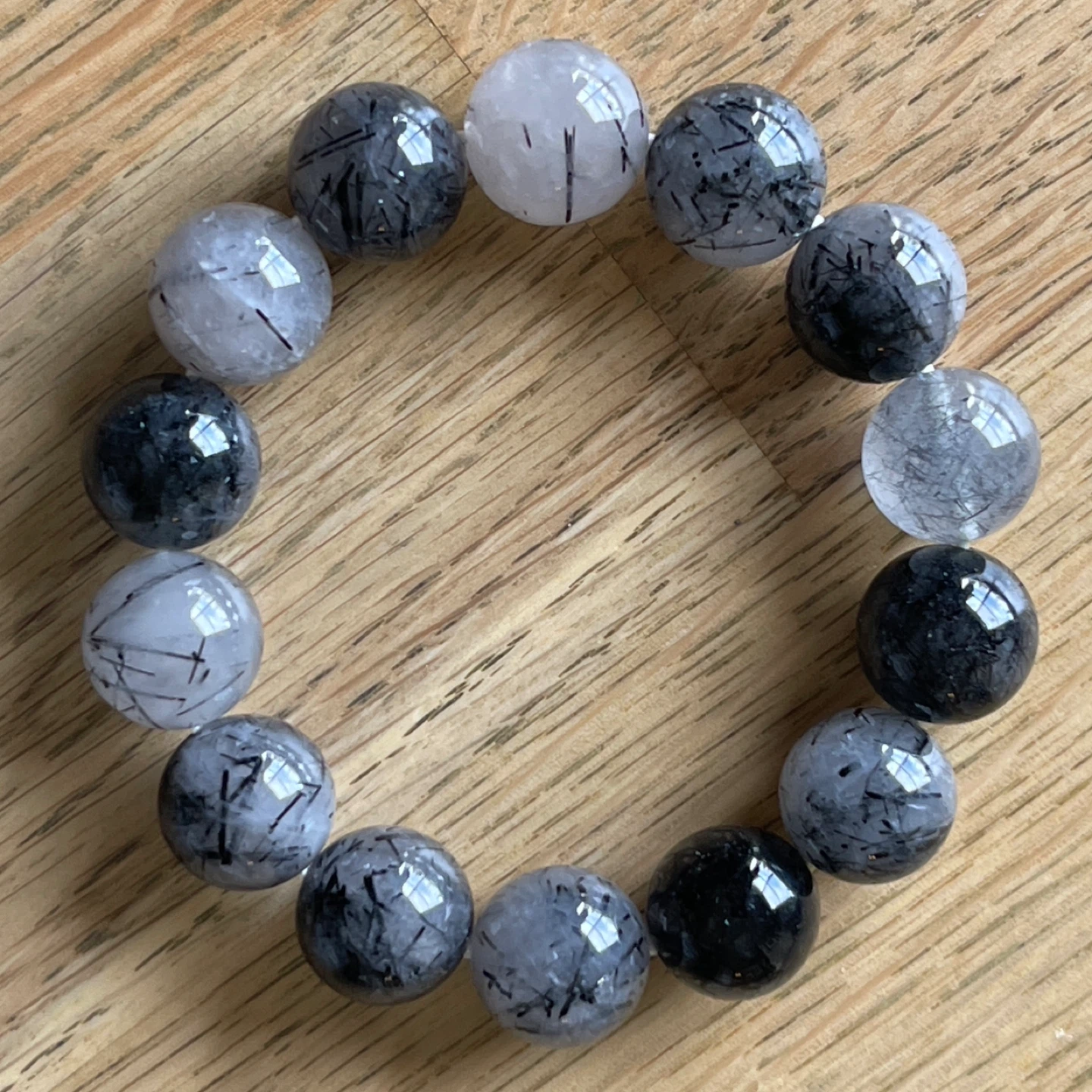 Tourmalinated quartz bracelet (14mm bead) - photo 3