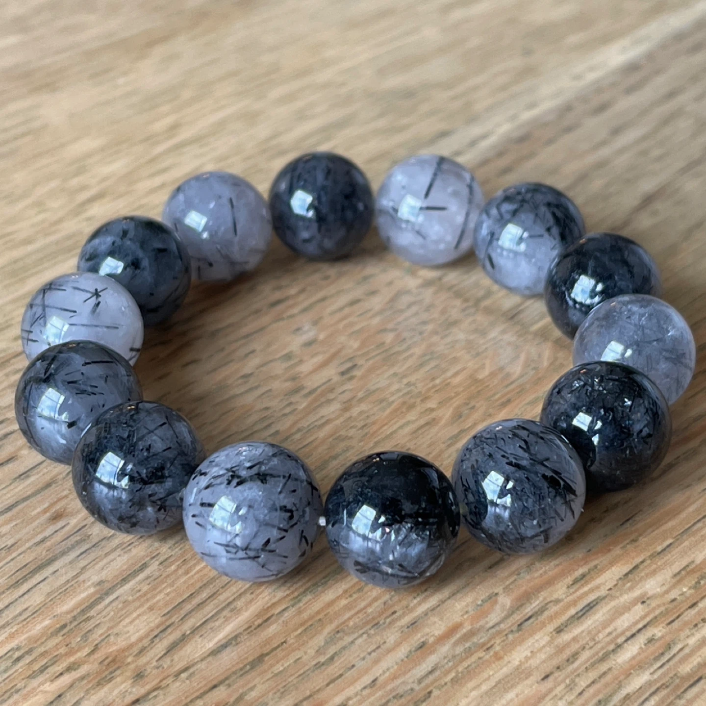 Tourmalinated quartz bracelet (14mm bead) - photo 2