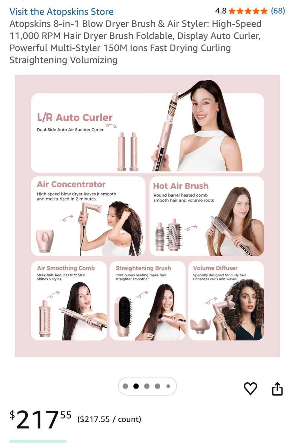 8-in-1 Hot Air Styler Brush & Air Curler Set - photo 3