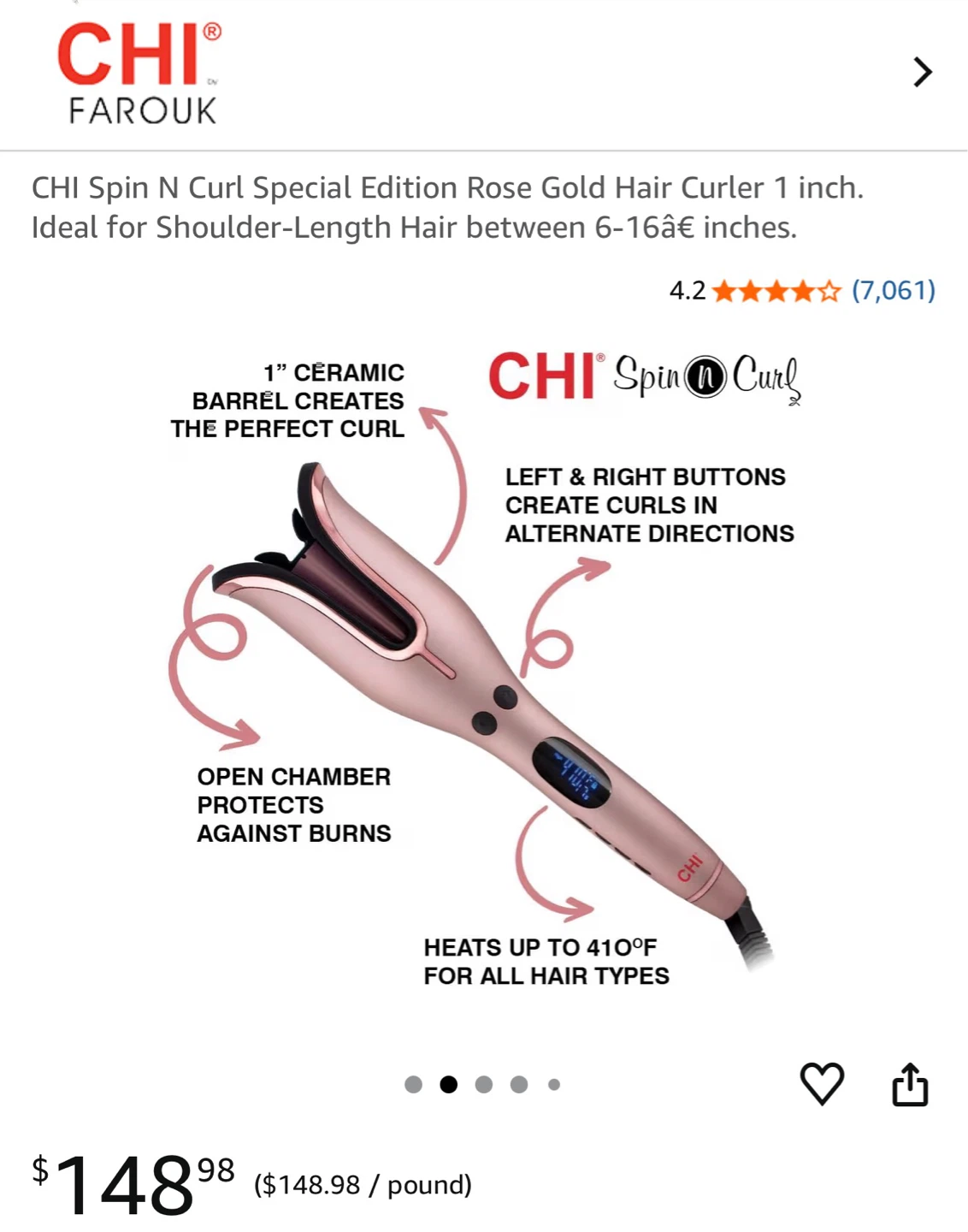 CHI Spin N Curl Rose Gold Hair Curler 1 inch - photo 5