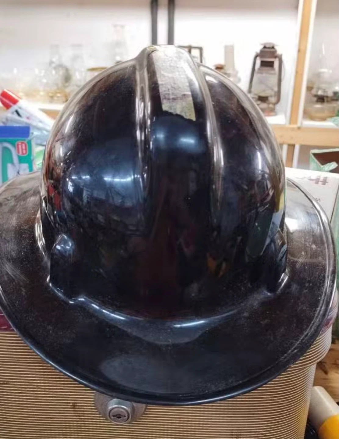 Vintage Black Firefighter Helmet - photo 2