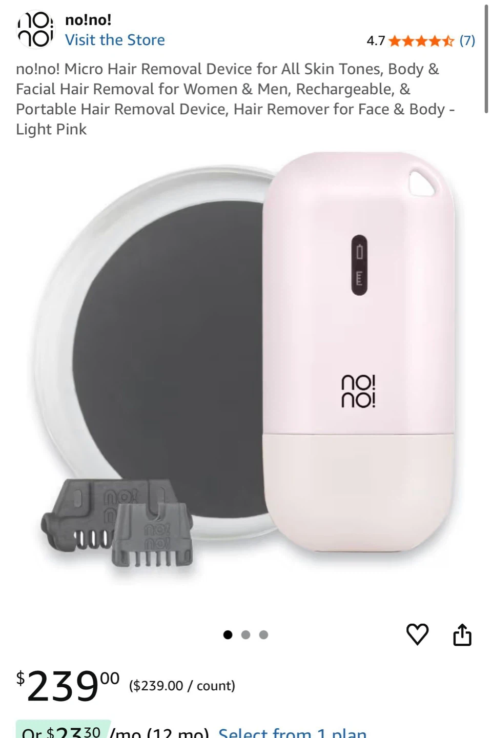 no!no! Micro Hair Removal Device - Light Pink - photo 3