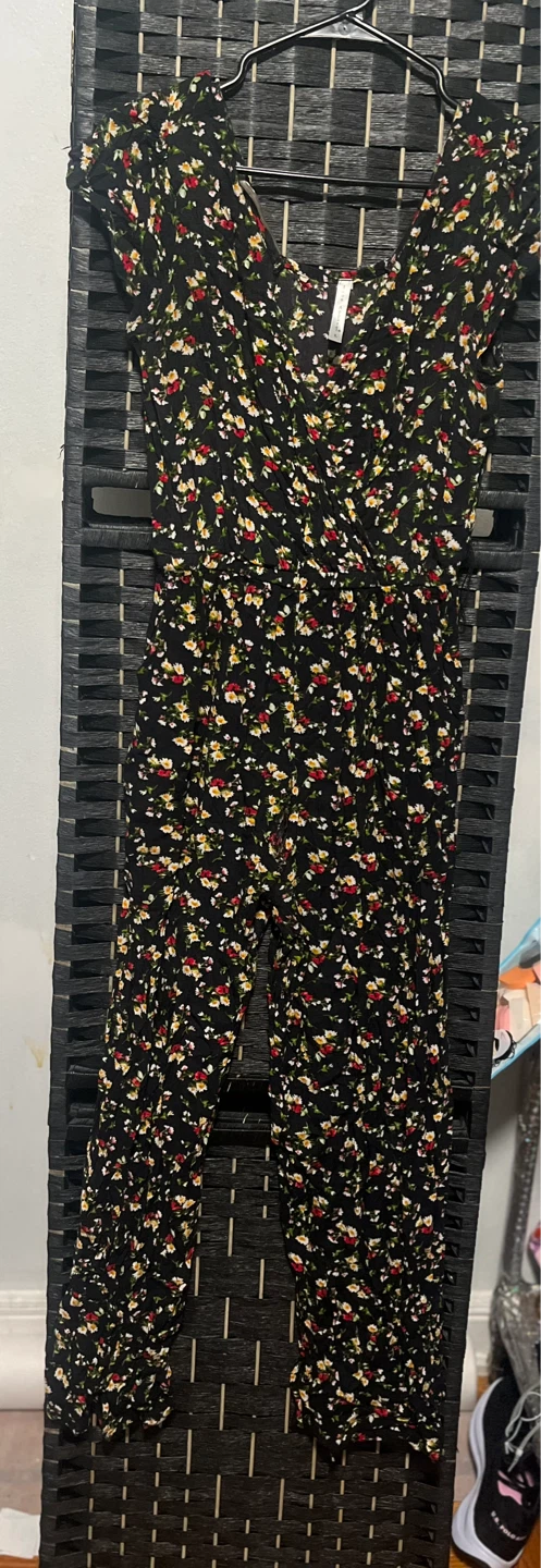 Black Floral Jumpsuit M or L