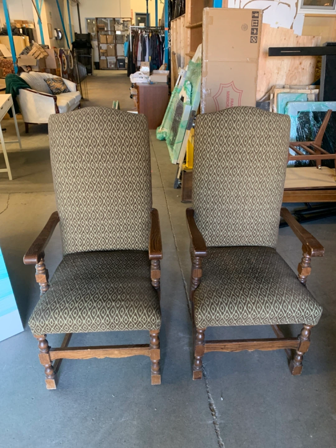 Vintage Diamond Upholstered Armchairs