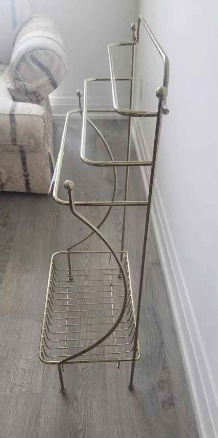 Gold Tone Metal Towel Rack with Basket - photo 2