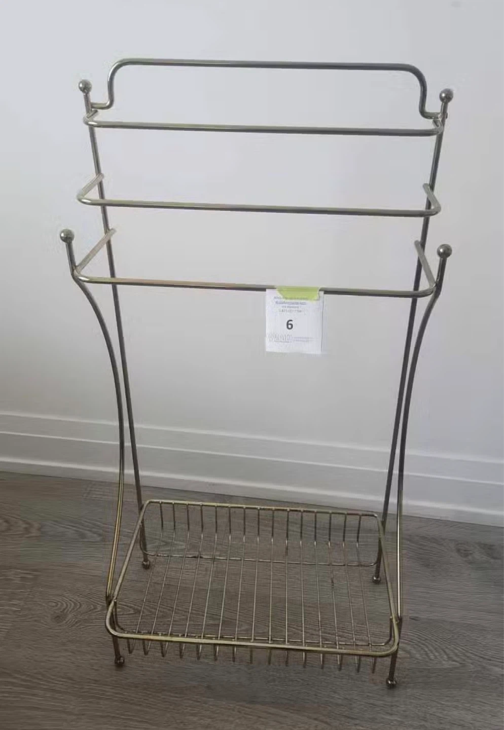 Gold Tone Metal Towel Rack with Basket