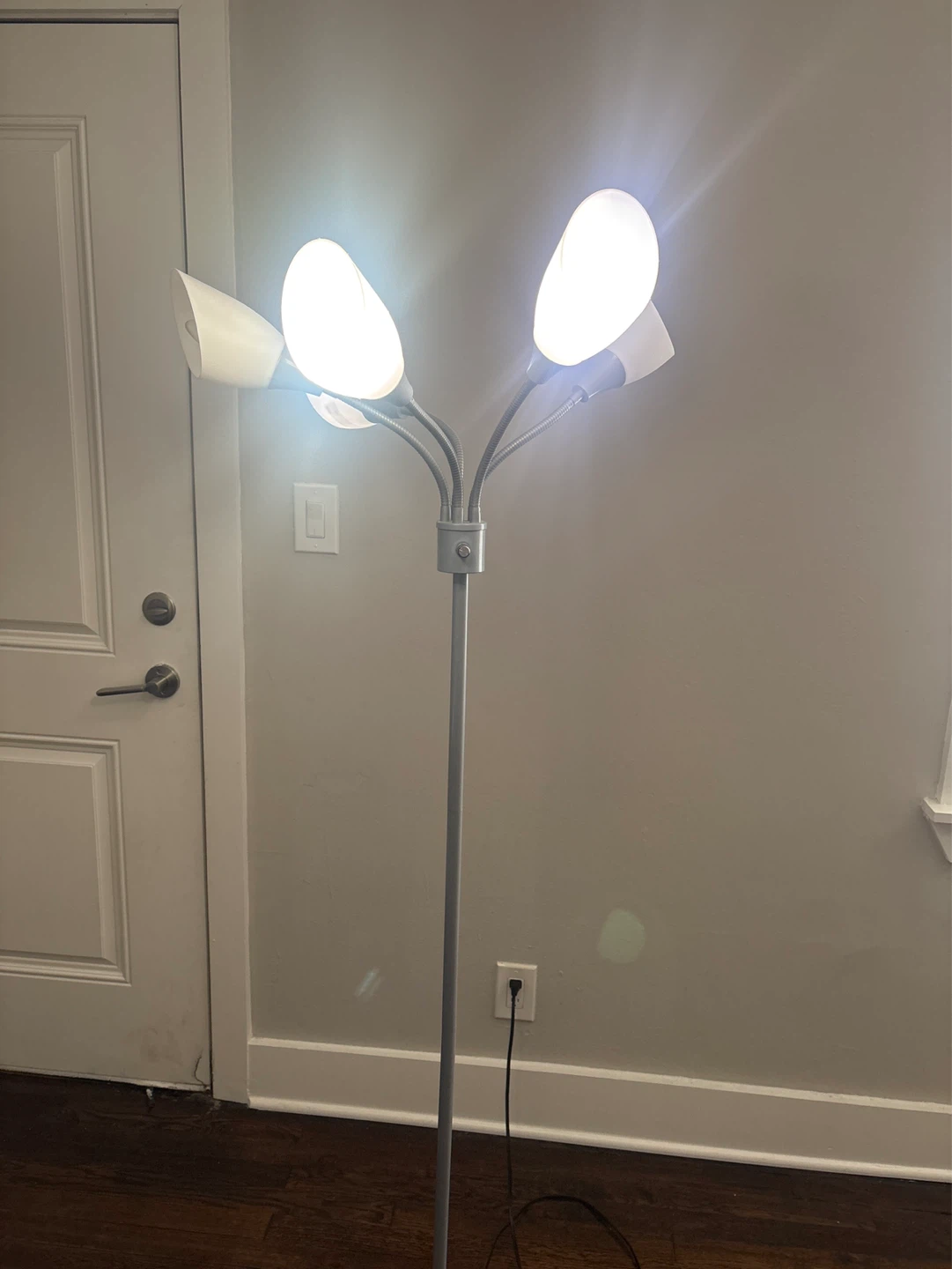Grey Floor Lamp with 5 Adjustable Gooseneck Lights - photo 2