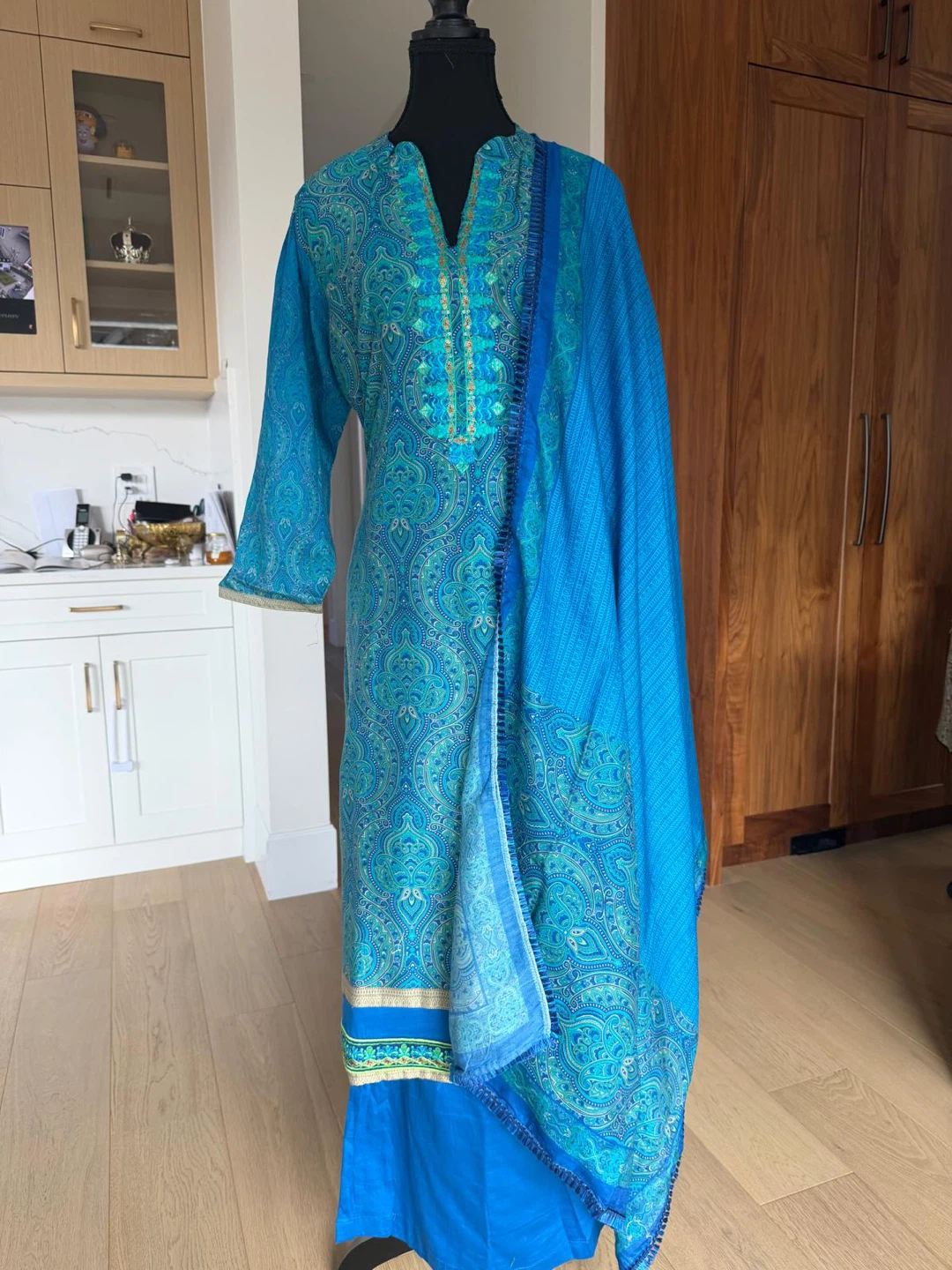 Blue Paisley Print Kurti with Dupatta - photo 4