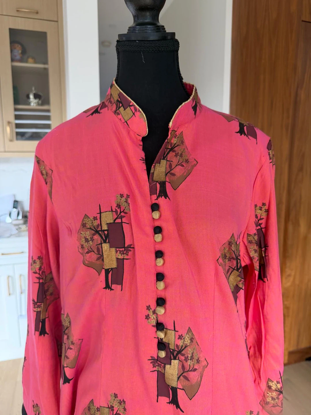Pink and Black Printed Kurta Set with Dupatta - photo 2