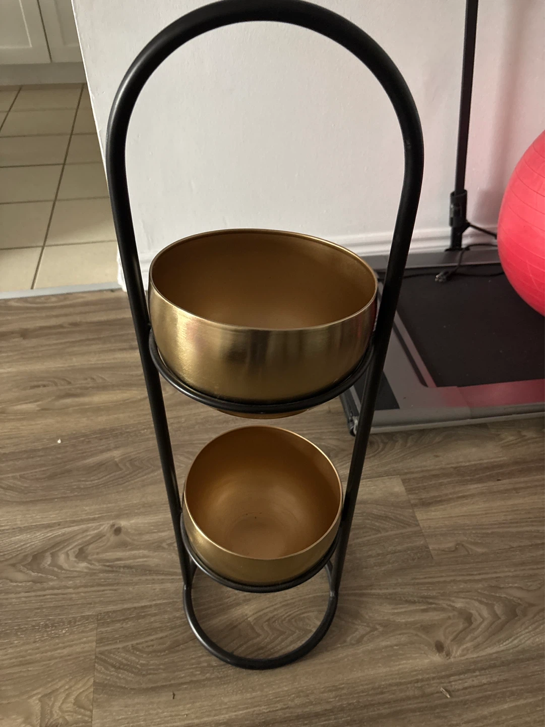 Two-Tiered Gold Bowl Stand