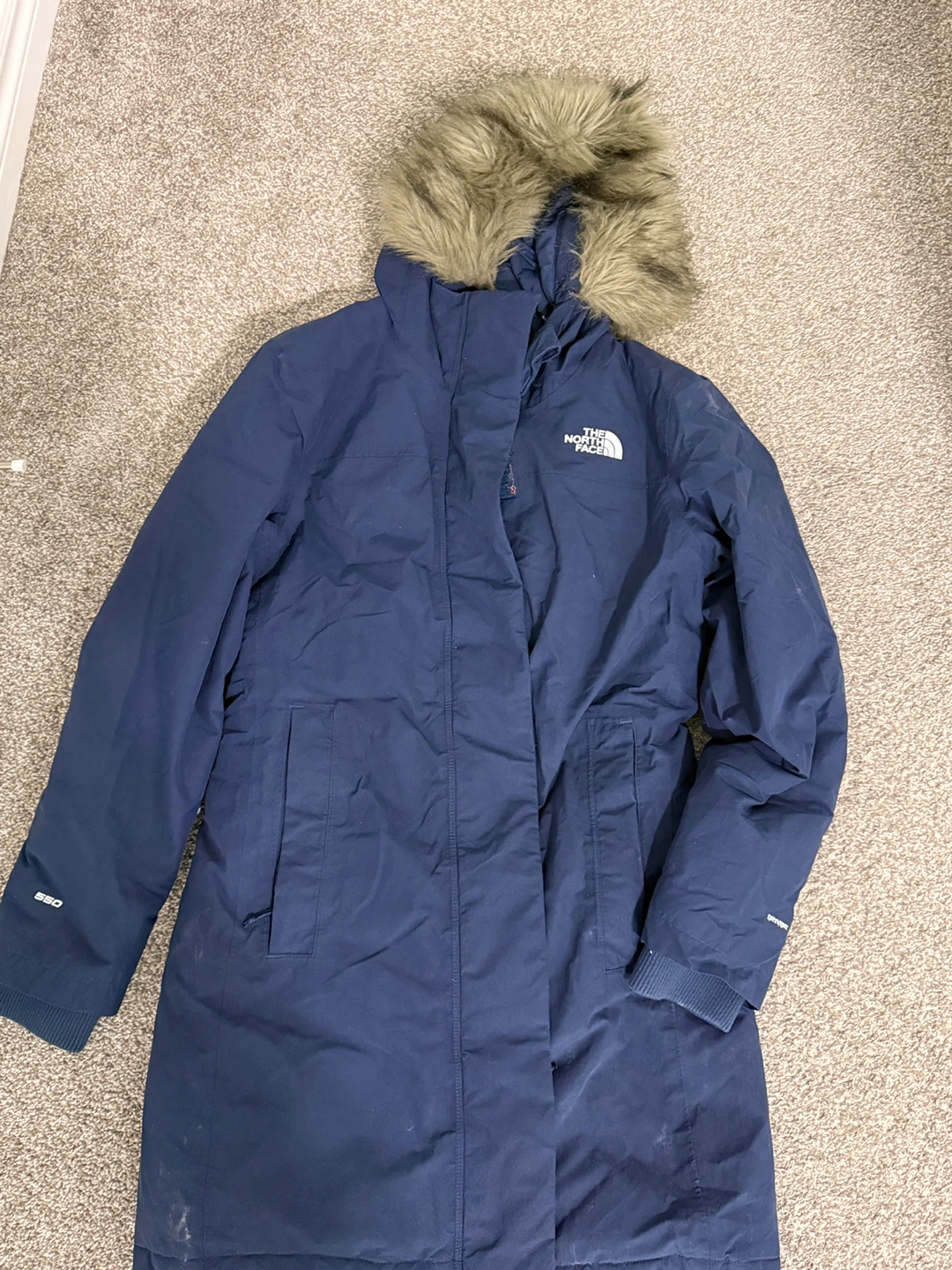 The North Face Navy Blue with Faux Fur Hood
