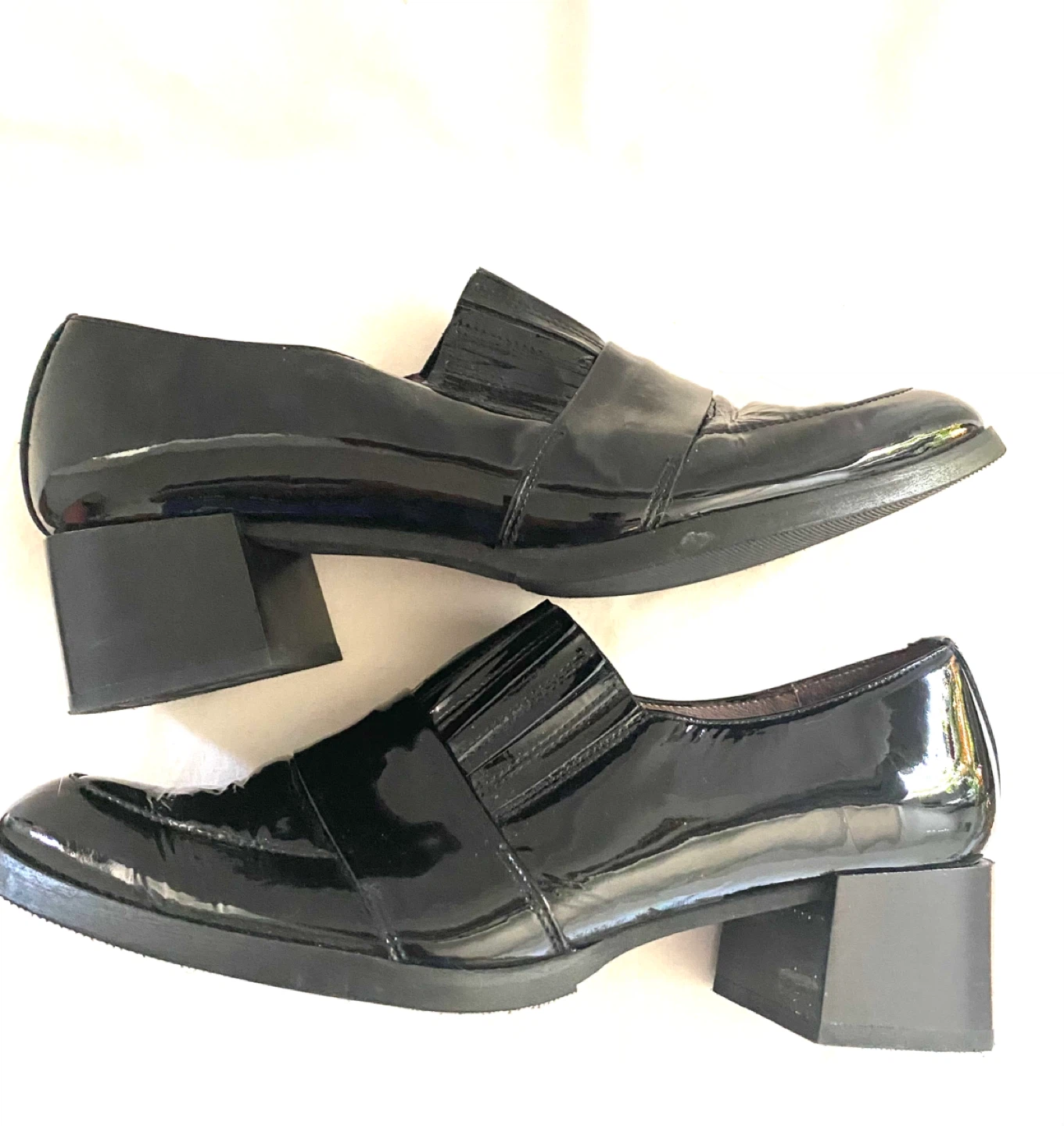 Wonders Black Patent Loafers, Size 8