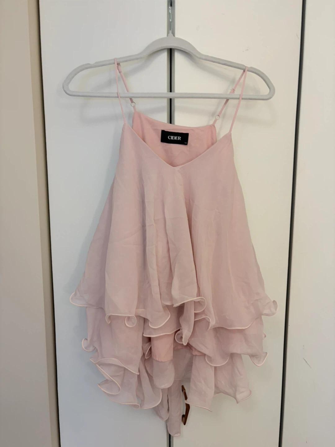 Cider Pink Ruffle Hem Layered Mesh Cami XS Pink