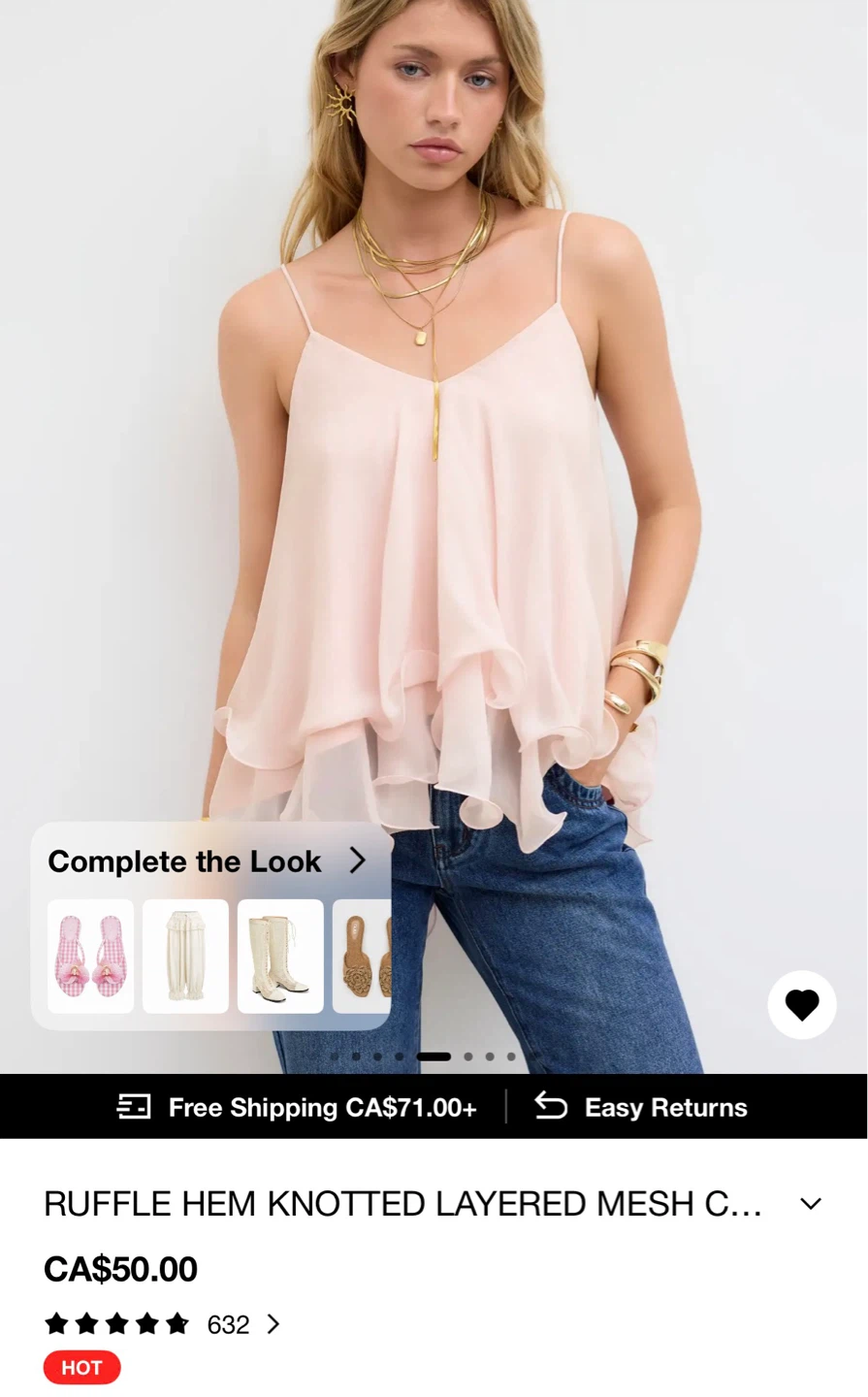 Cider Pink Ruffle Hem Layered Mesh Cami XS Pink - photo 4