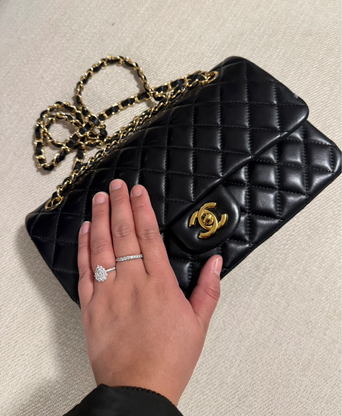 Inspired Black Quilted Classic Flap Handbag