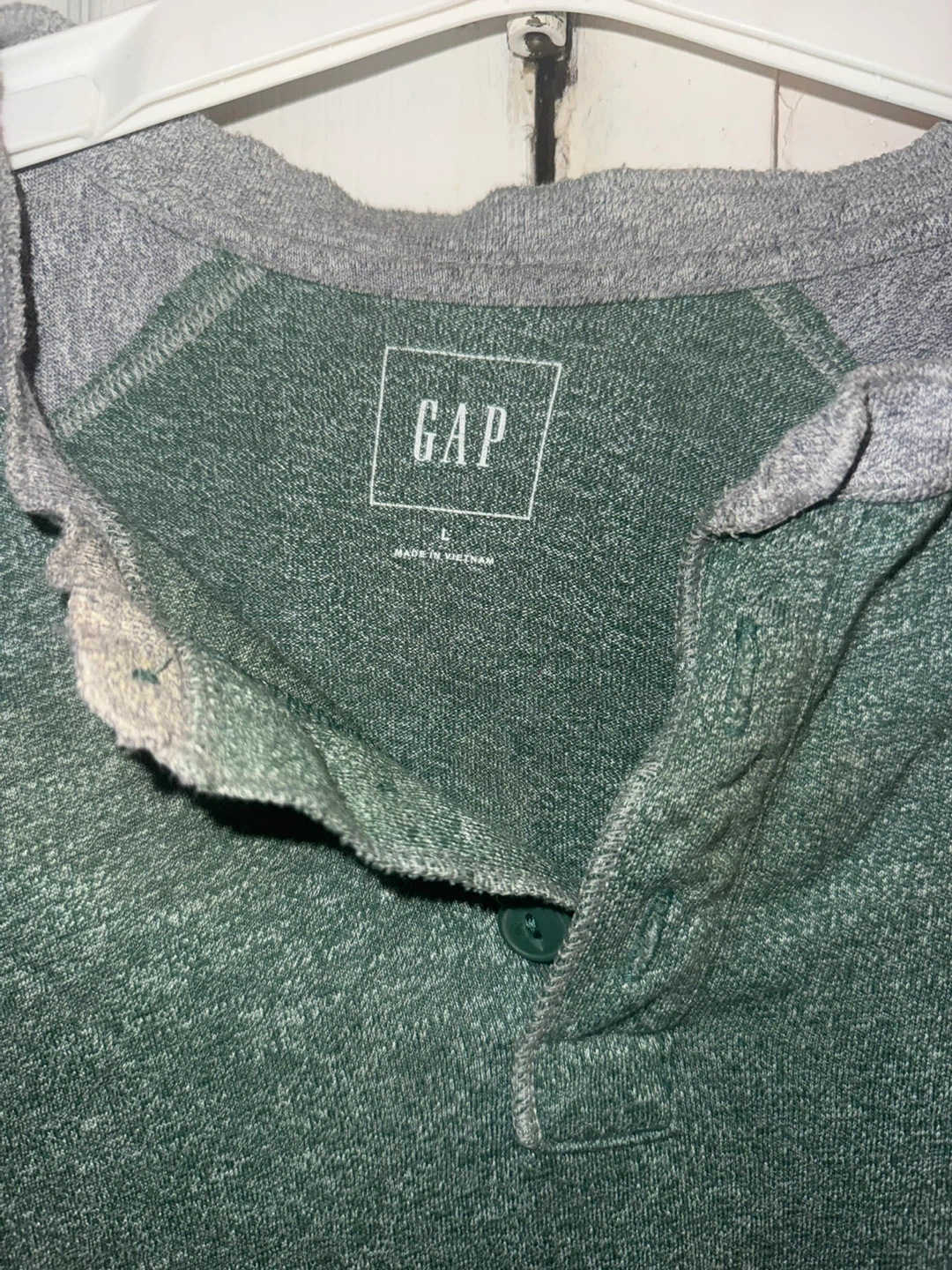 GAP Men's Henley Shirt Size L Green Heather - photo 2