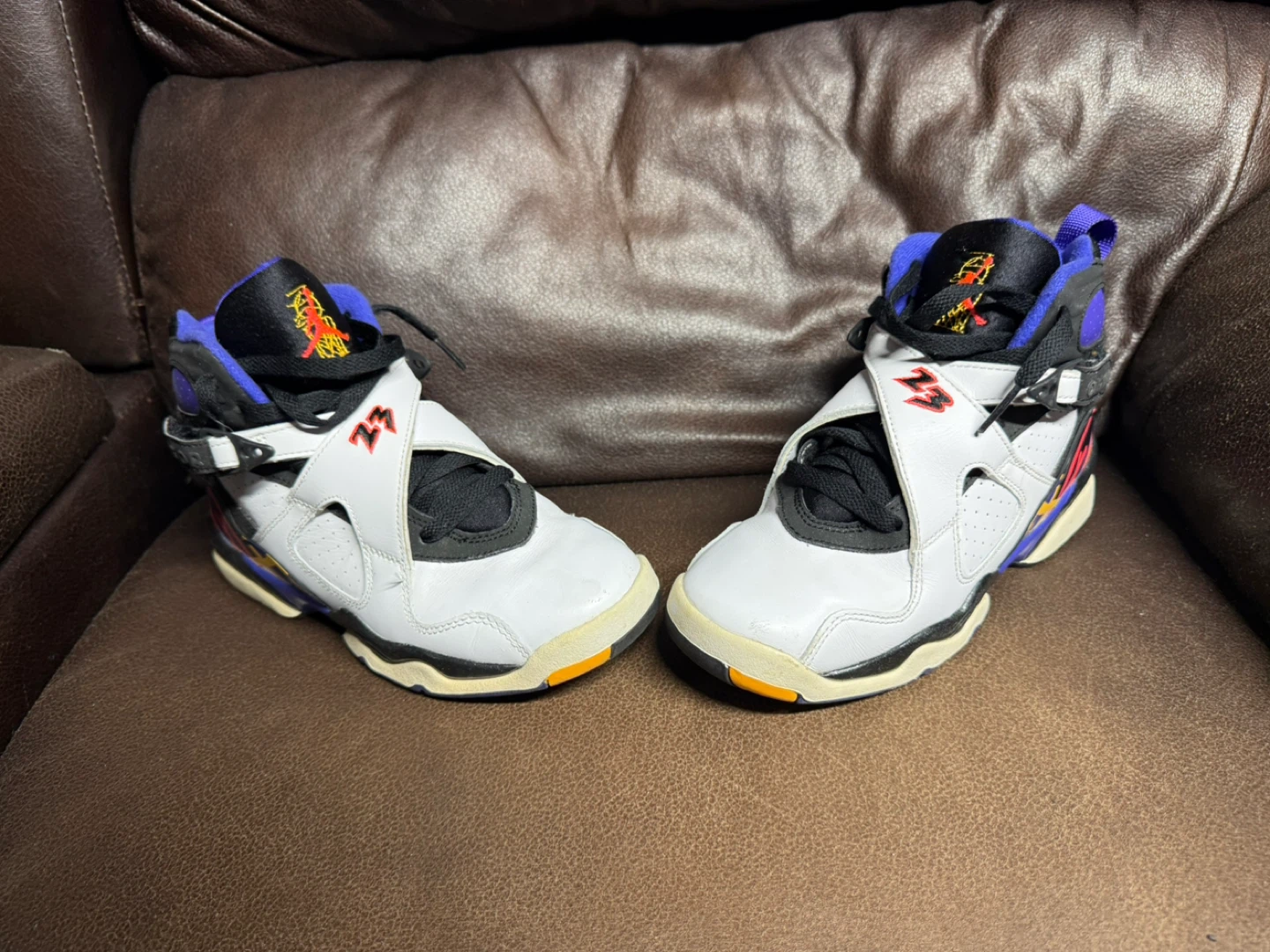 Air Jordan 8 Retro White Black Red Purple Toddler Shoes - photo 2