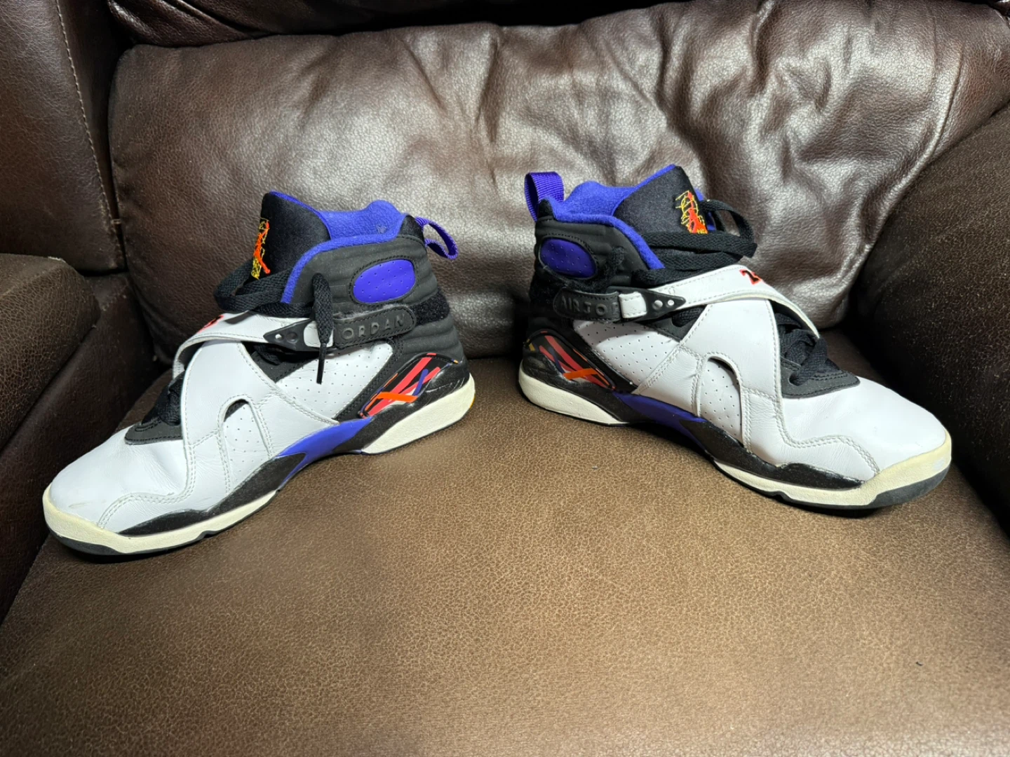 Air Jordan 8 Retro White Black Red Purple Toddler Shoes - photo 3