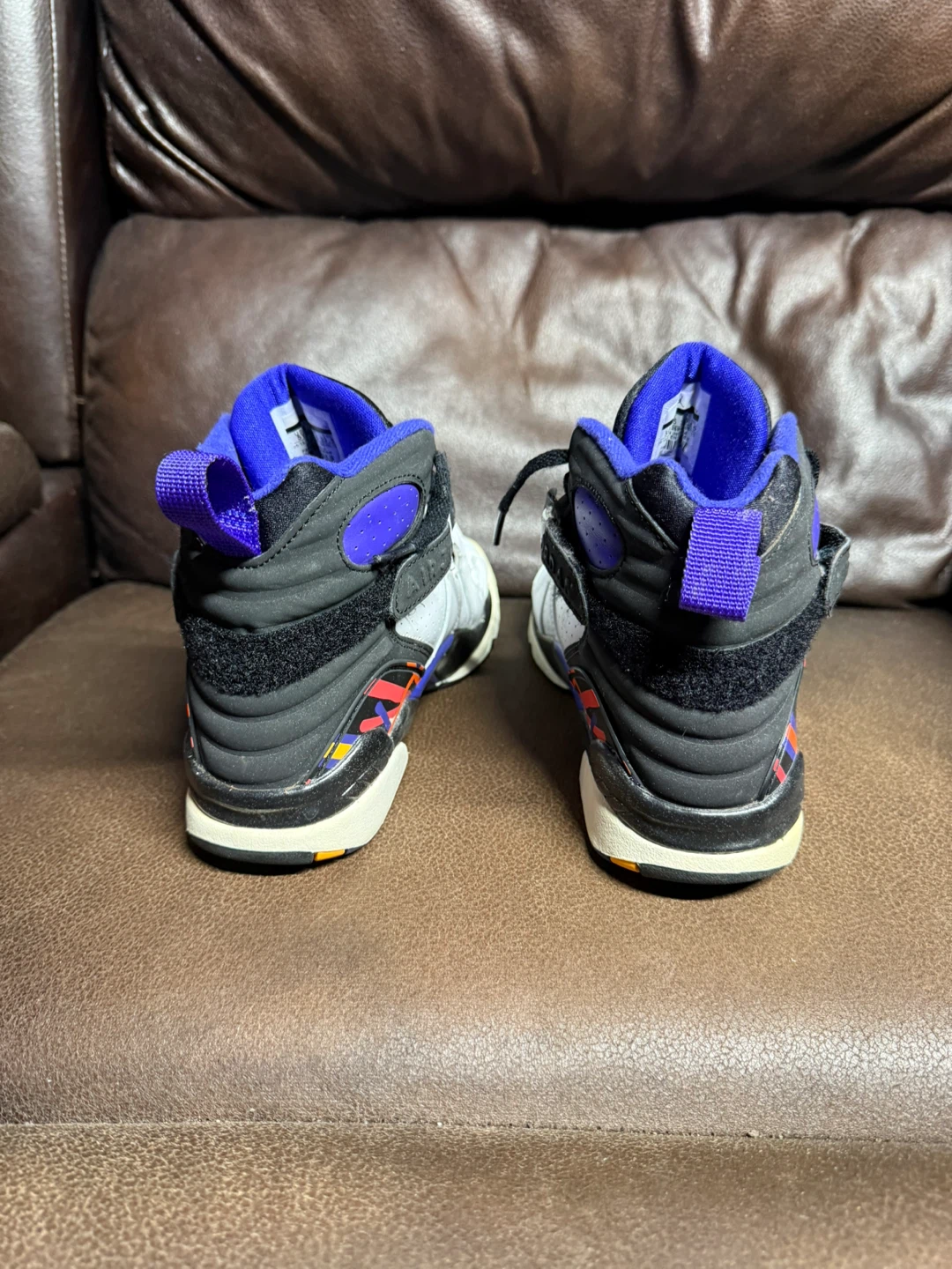 Air Jordan 8 Retro White Black Red Purple Toddler Shoes - photo 4