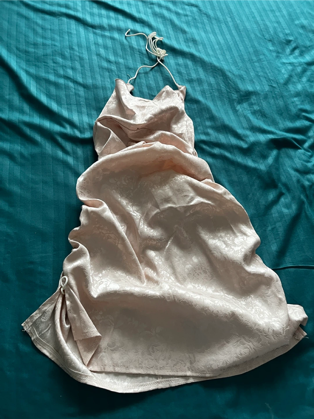 Pink Ruched Halter Dress