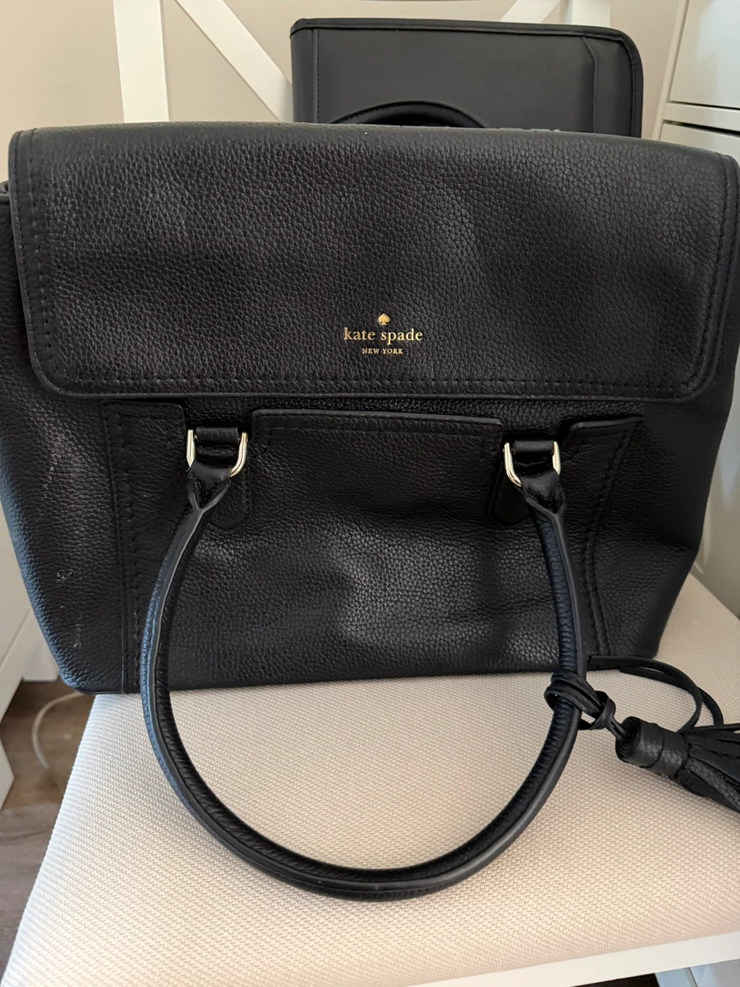 Kate Spade Black Leather Satchel Handbag
