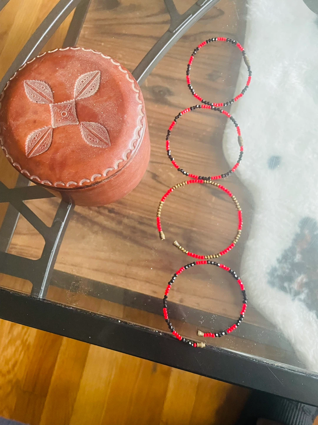 Handmade Beaded Bracelets with Decorative Lidded Box