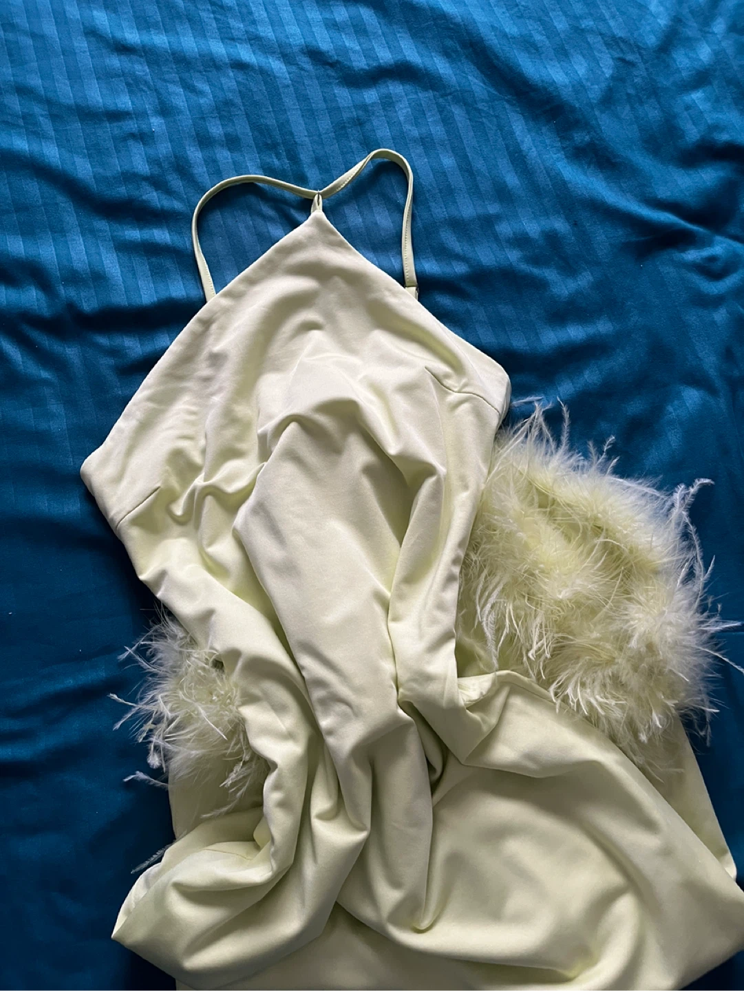 Light Green Feather Trim Slip Dress - photo 2