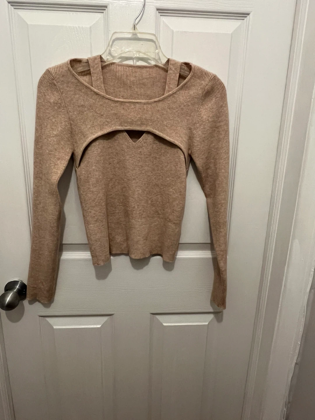 Women's Beige Knit Sweater Top - Medium