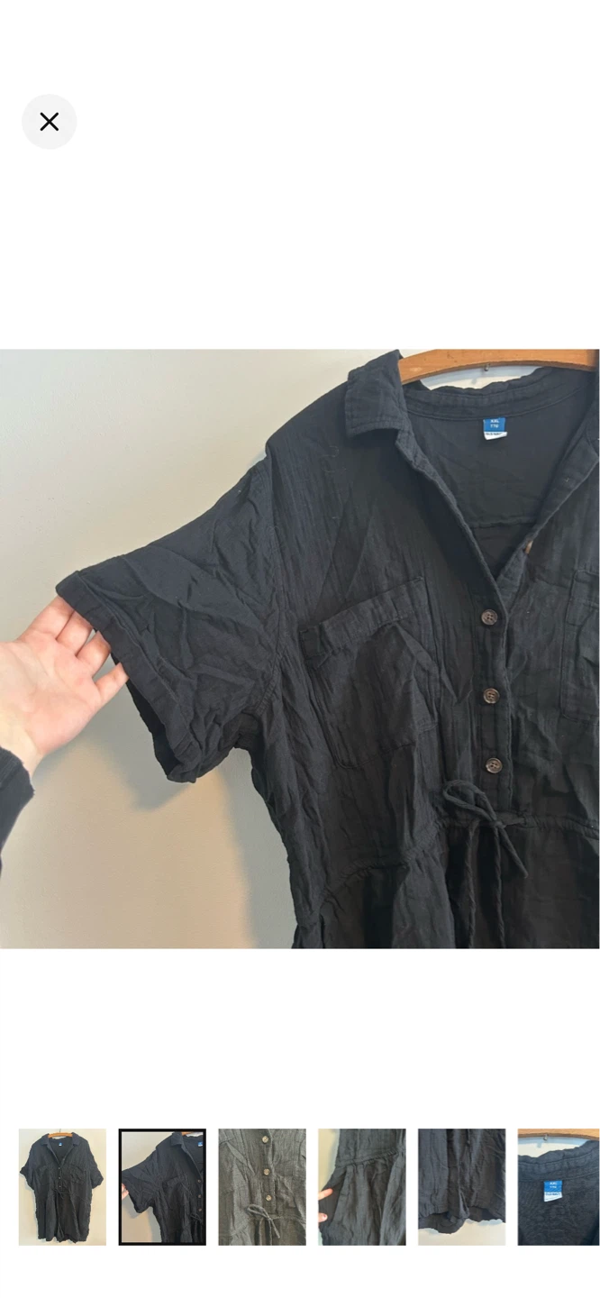 Old Navy Black Linen Blend Shirt Dress Size S - photo 2