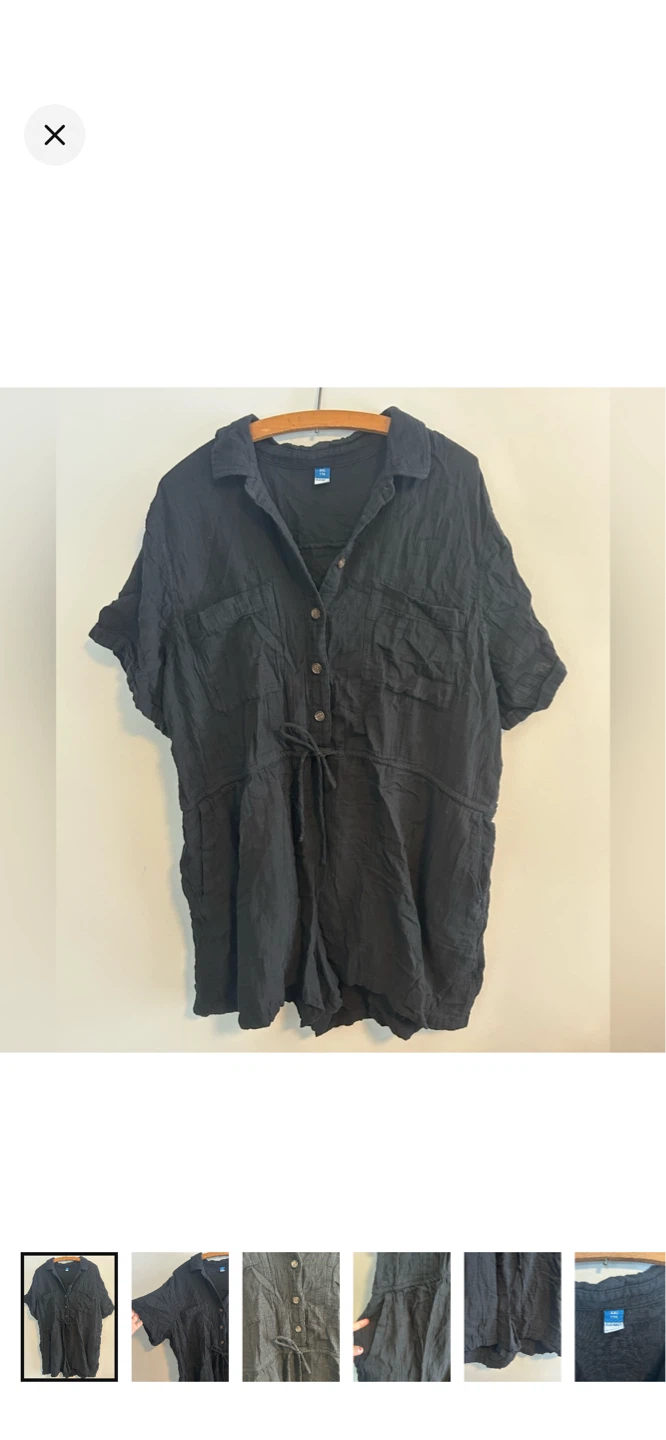 Old Navy Black Linen Blend Shirt Dress Size S
