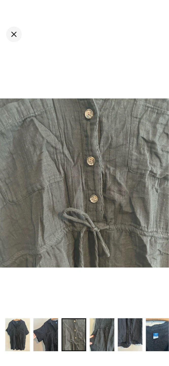 Old Navy Black Linen Blend Shirt Dress Size S - photo 3