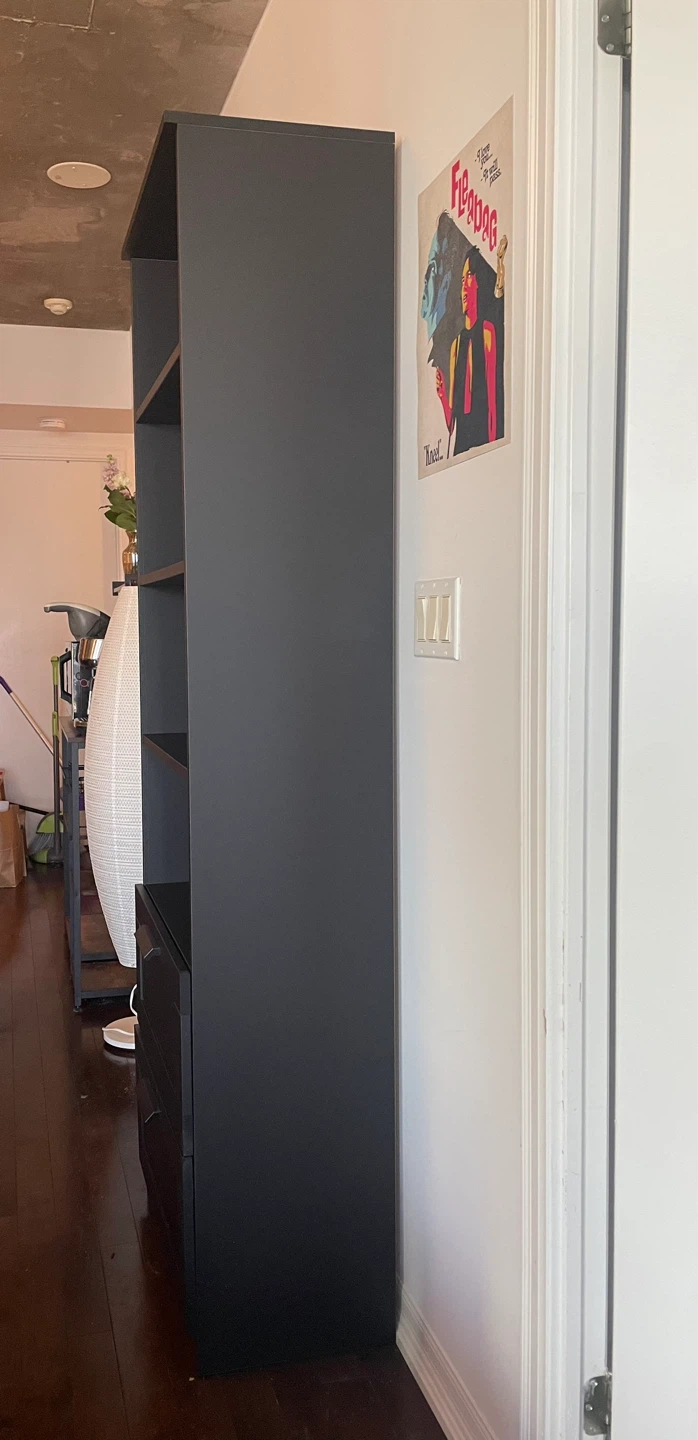 Black Bookshelf with 2 Drawers - photo 2