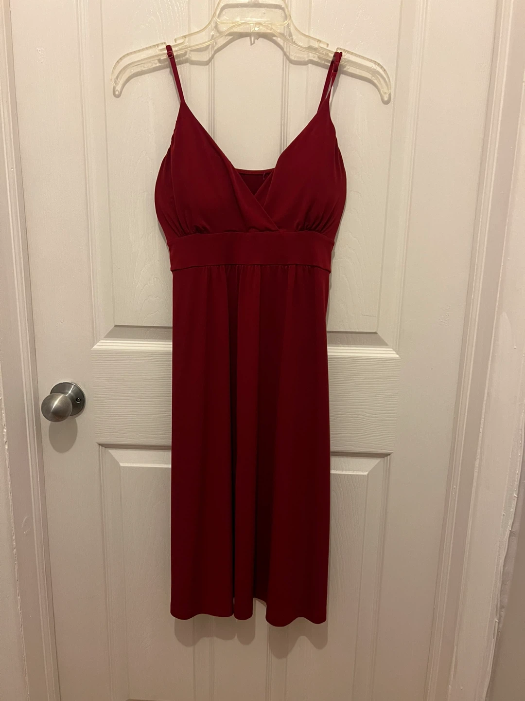 Burgundy V-neck Wrap Dress