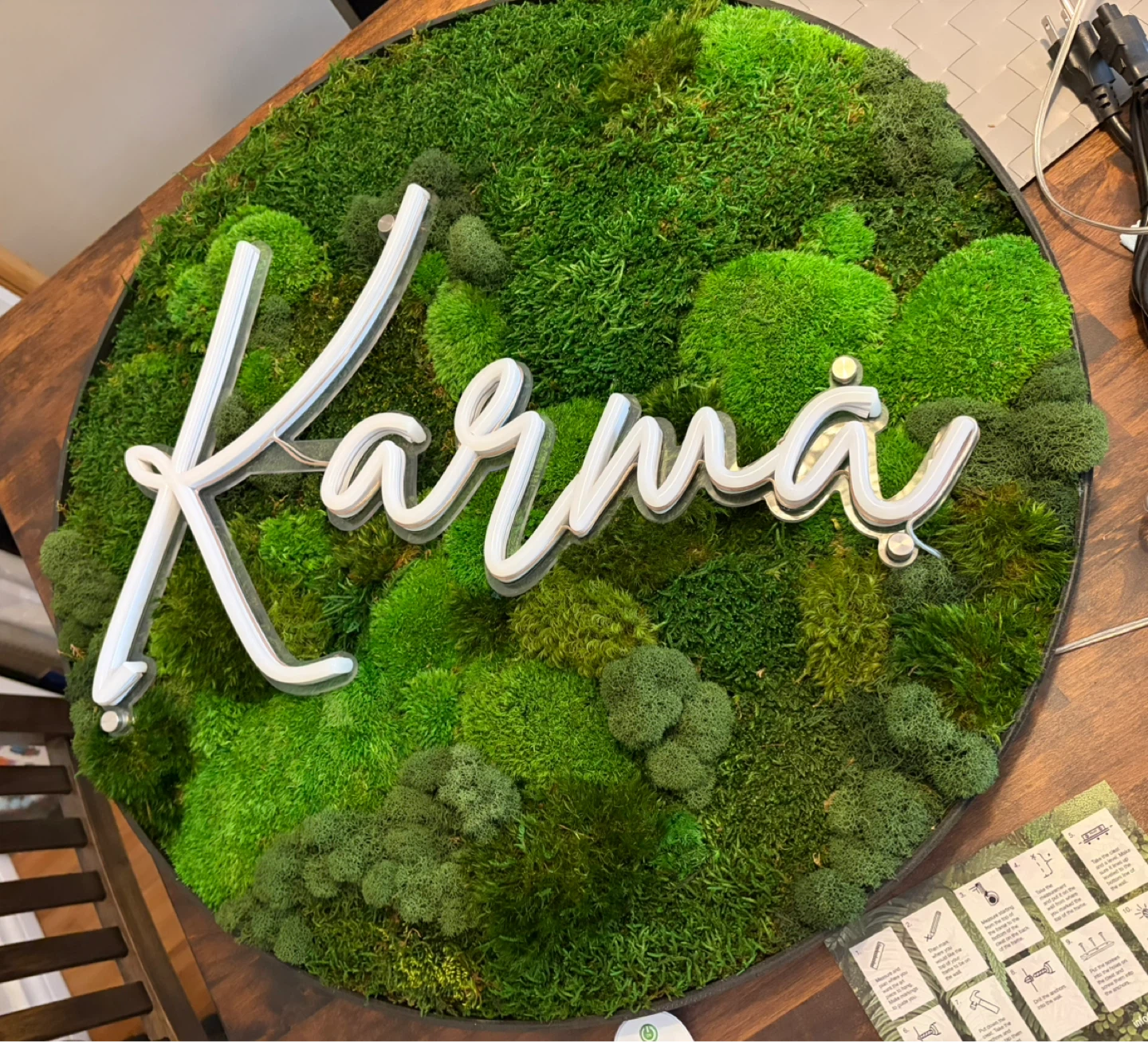 Karma Neon Moss Wall Art