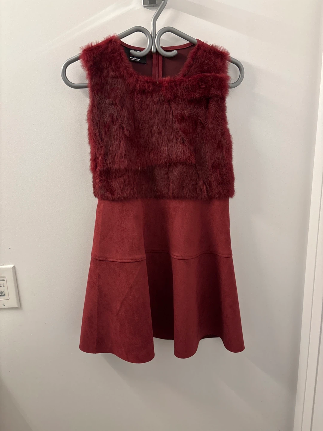 Velvet & Faux Fur Sleeveless Dress