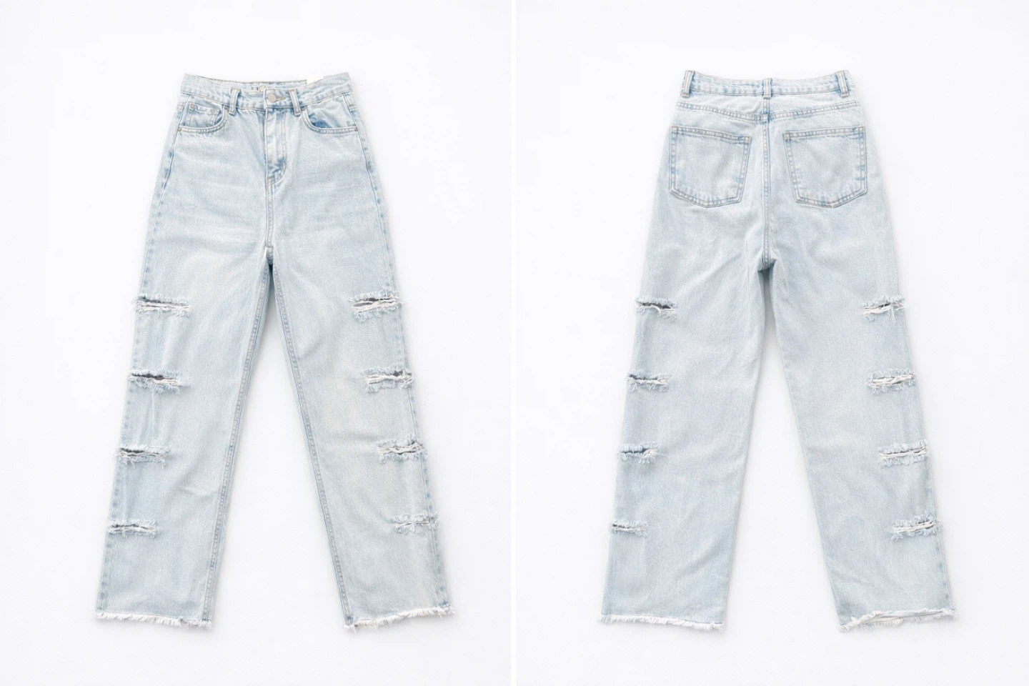 Light Wash Distressed Denim Jeans