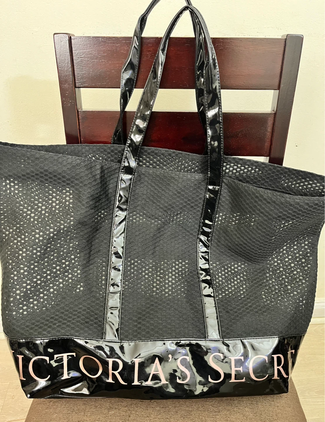 Victoria's Secret Black Mesh Tote Bag - photo 3