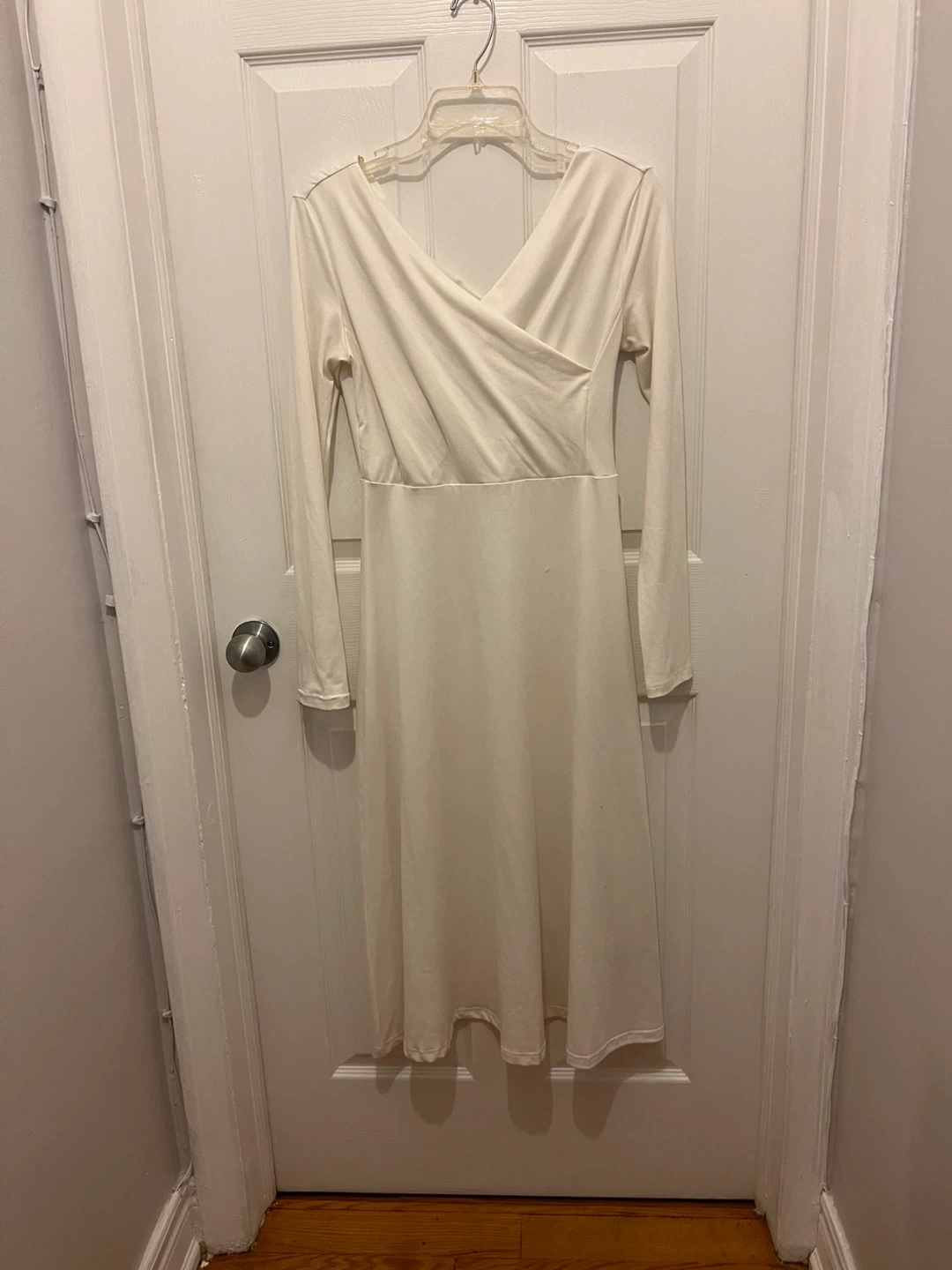 White Long Sleeve Wrap Dress