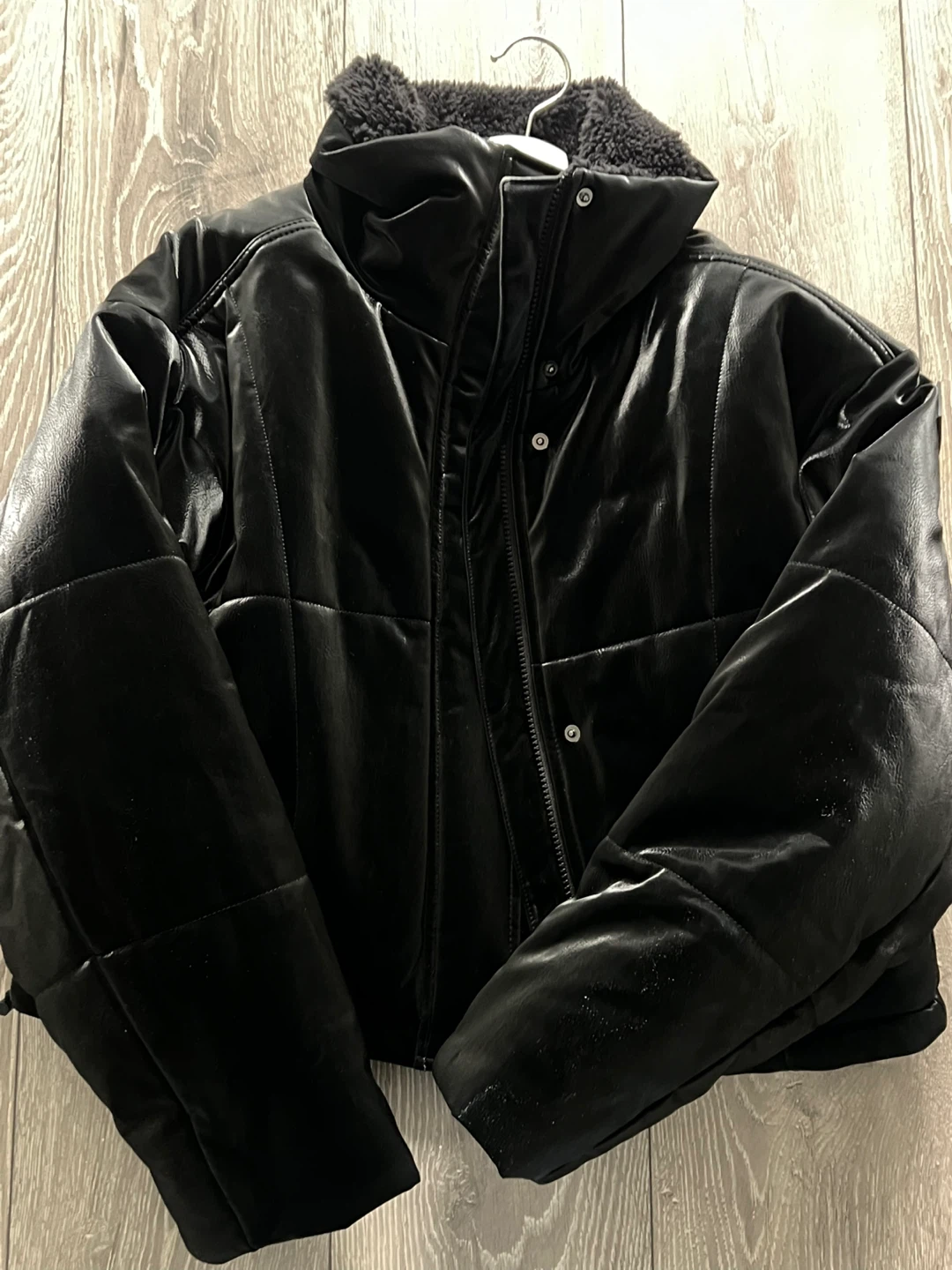 ALO Black Puffer Jacket with Sherpa Collar - photo 2