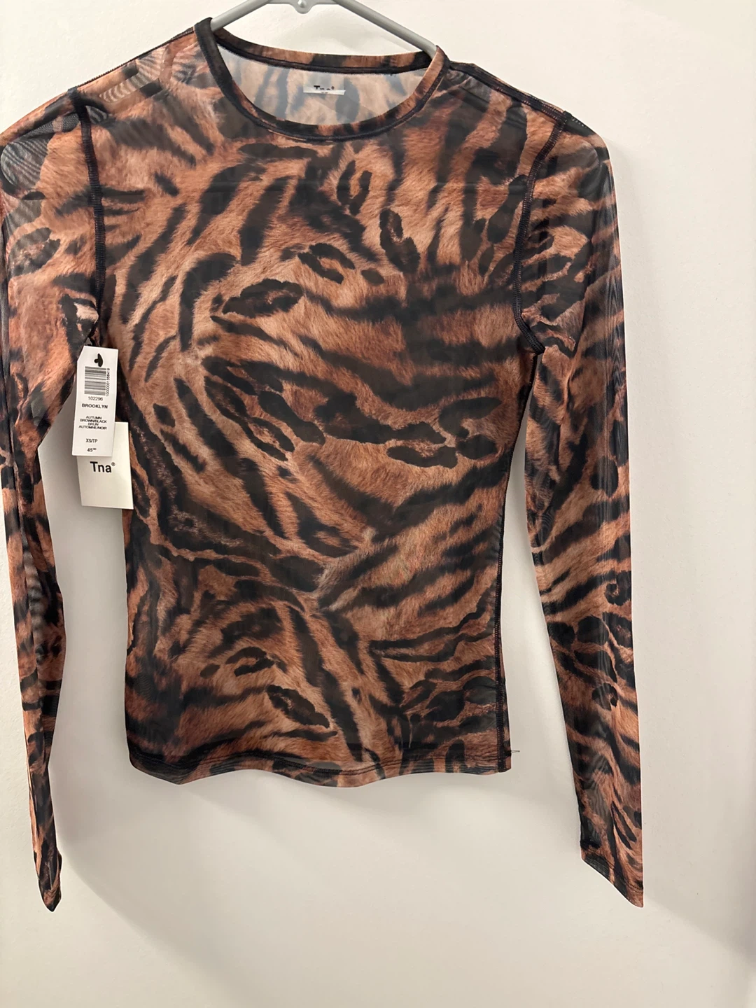 Tna Brooklyn Tiger Print Mesh Top XS/TP