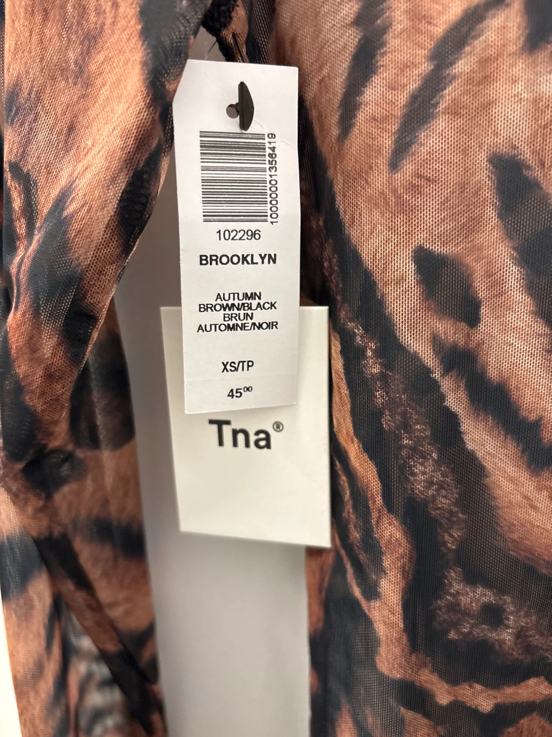 Tna Brooklyn Tiger Print Mesh Top XS/TP - photo 2