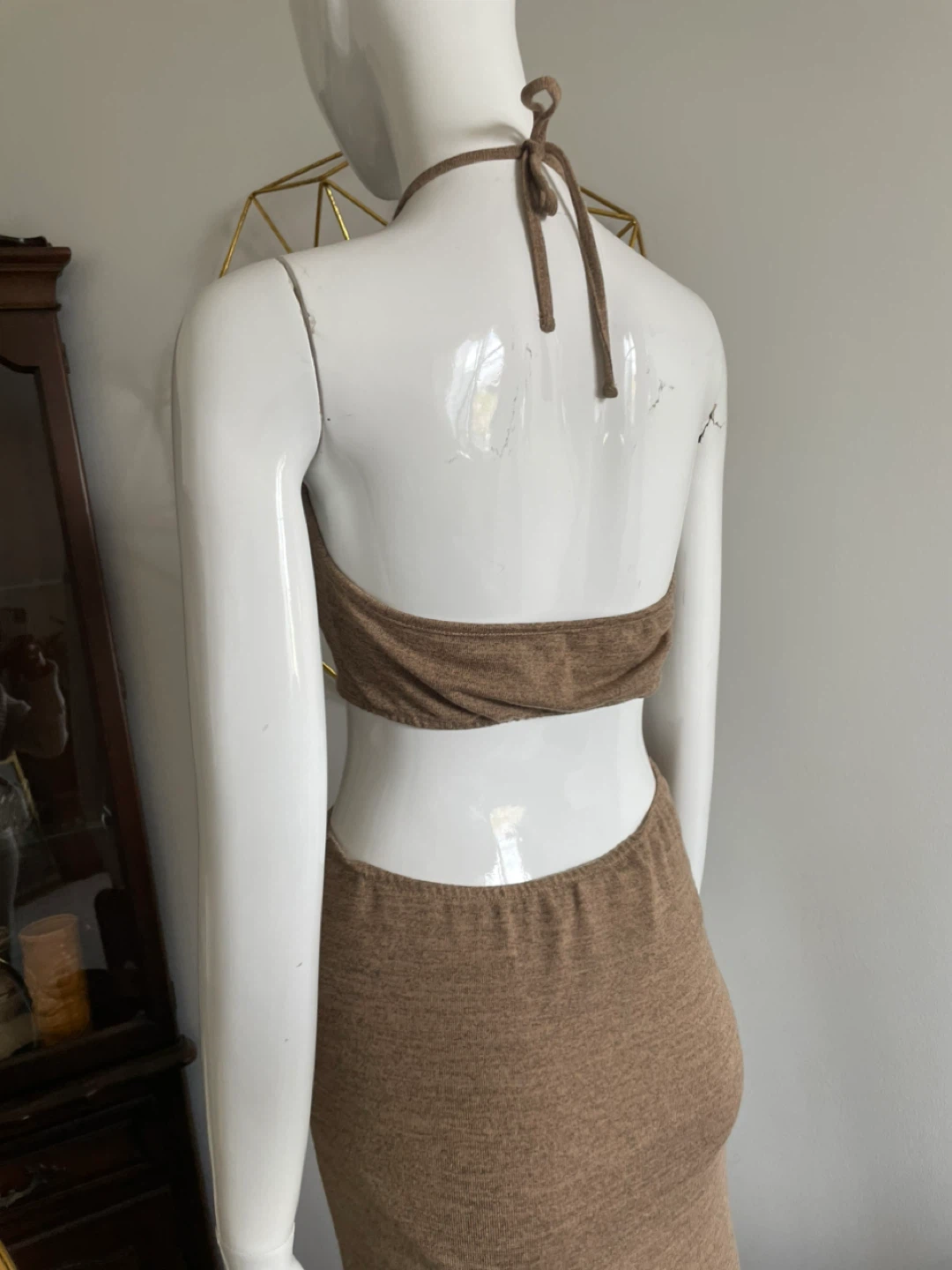 Brown Halter Cut-Out Maxi Dress - photo 2