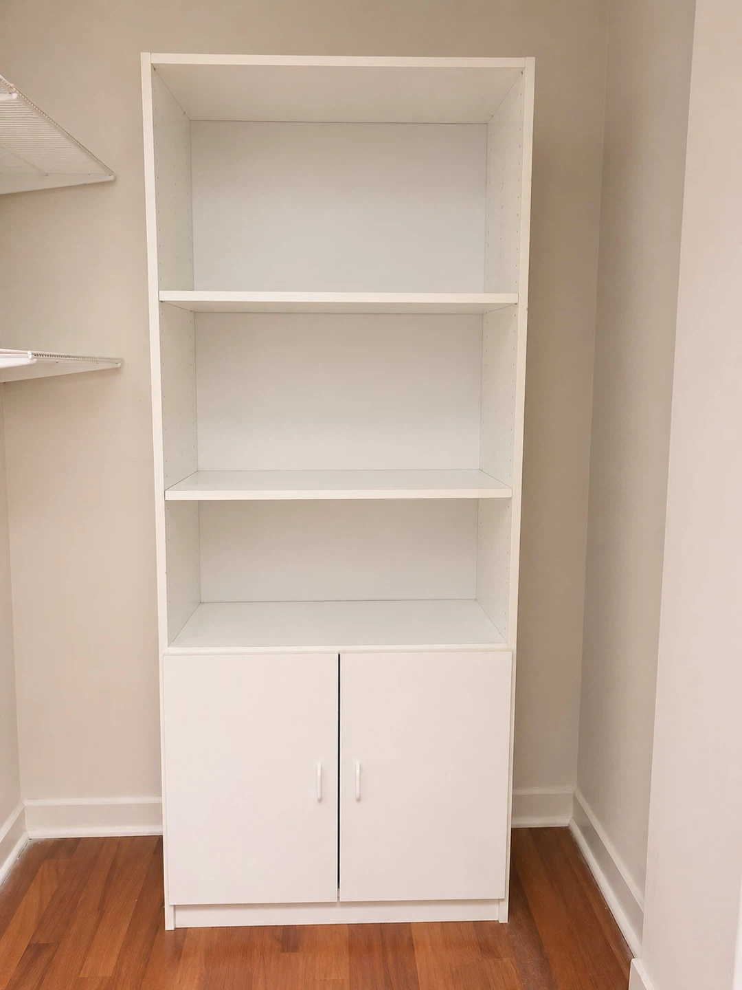 White Storage Bookshelf with Cabinet