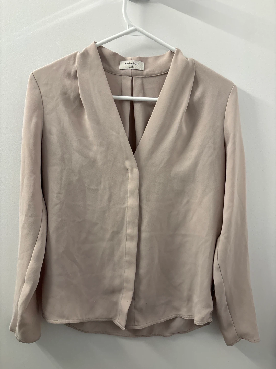 Babaton Beige Button-Up Blouse - XS
