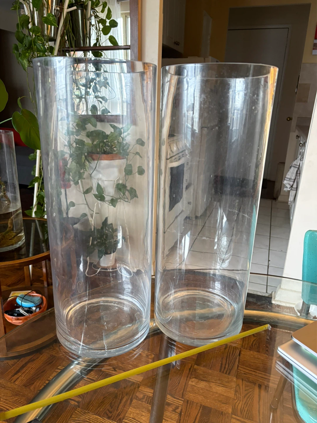 Large Cylinder Glass Vases (Set of 2) - photo 3