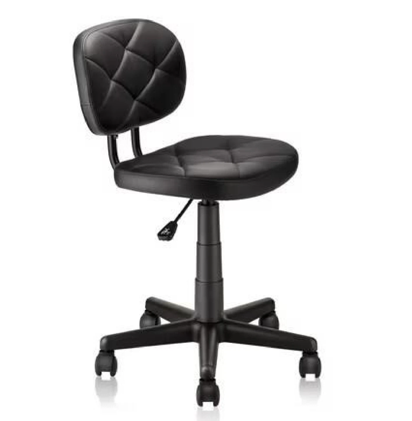 Black Faux Leather Bar Stool with Backrest - photo 3