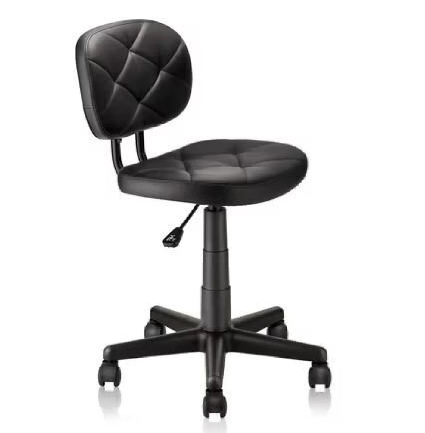 Black Faux Leather Bar Stool with Backrest - photo 3