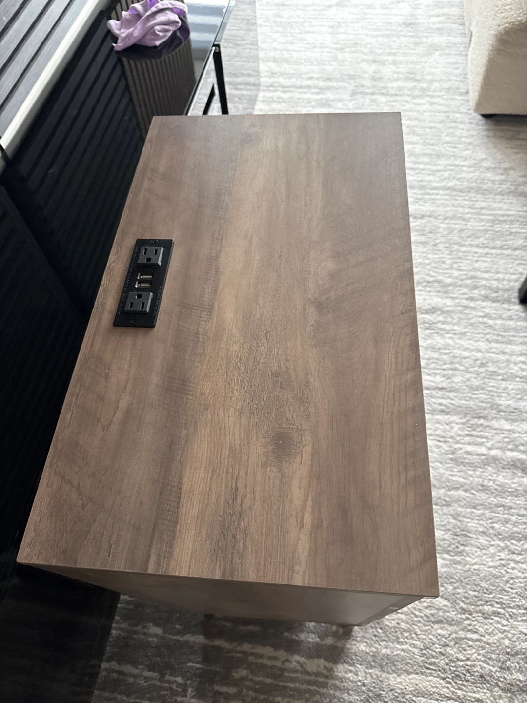 Oak Grey 3-Drawer Nightstand with Power Outlet - photo 2